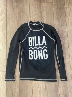 Billabong Black Long Sleeve Swim Rash Guard with Contrast Stitch